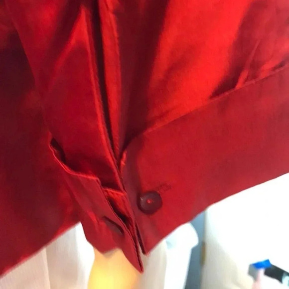ICE Red 100% Silk Lined Beads Women Blouse size Xl - Picture 6 of 8